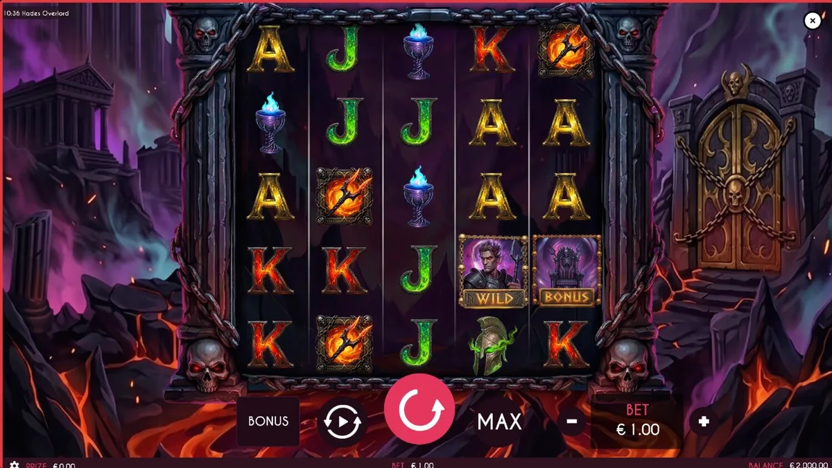 Tampilan visual slot Hades Overlord dengan tema dunia bawah Yunani